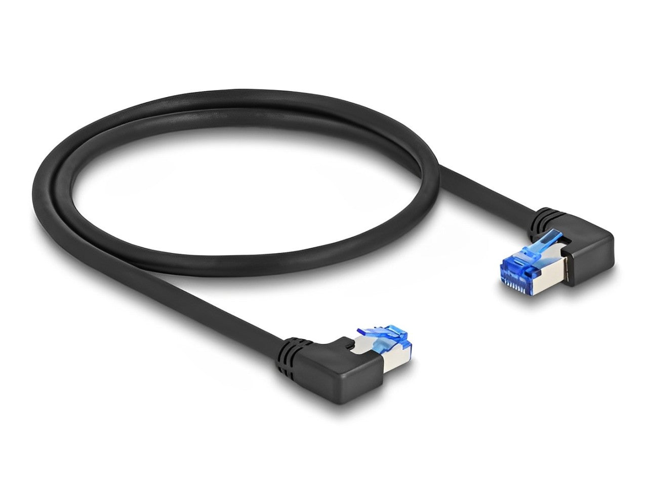 Delock RJ45 Network Cable Cat.6A S/FTP right / left angled 0.5 m black - delock.israel