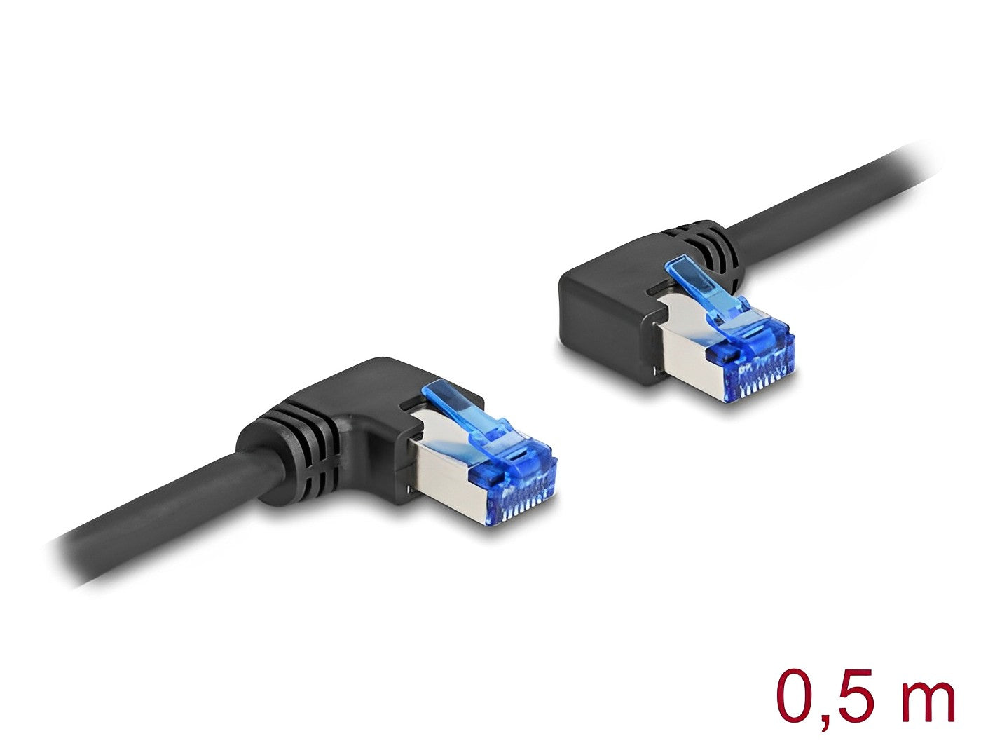 Delock RJ45 Network Cable Cat.6A S/FTP right / left angled 0.5 m black - delock.israel