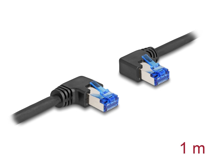 Delock RJ45 Network Cable Cat.6A S/FTP right / left angled 1 m black - delock.israel