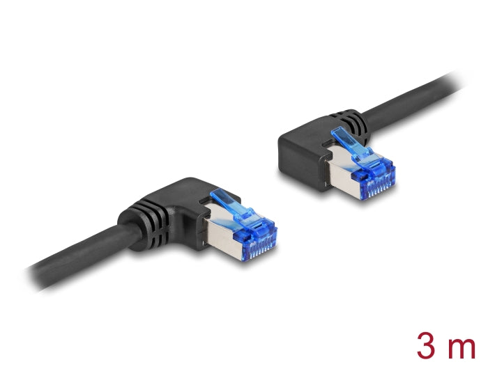 Delock RJ45 Network Cable Cat.6A S/FTP right / left angled 3 m black - delock.israel