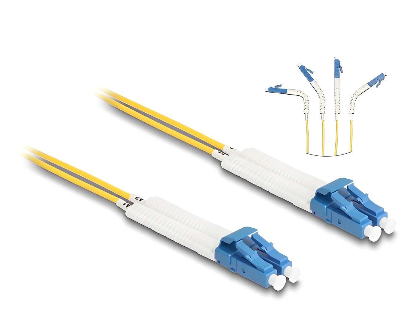 מגשר אופטי סינגל מוד LC Duplex OS2 ז/ז עם מחברים זוויתיים - delock.israel