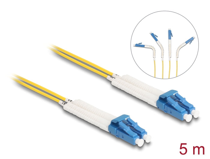 מגשר אופטי סינגל מוד LC Duplex OS2 ז/ז עם מחברים זוויתיים - delock.israel