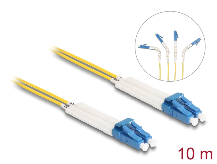 מגשר אופטי סינגל מוד LC Duplex OS2 ז/ז עם מחברים זוויתיים - delock.israel