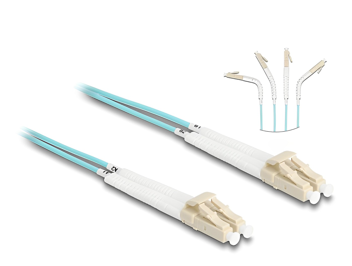 מגשר אופטי מולטי מוד LC Duplex OM3 ז/ז עם מחברים זוויתיים - delock.israel