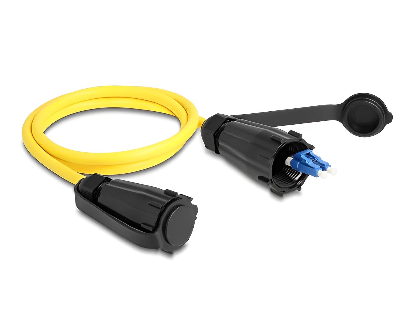 מגשר אופטי סינגל מוד LC Duplex - LC Duplex OS2 ז/ז אורך 1 מטר עם מכסה אטום נגד אבק ומים IP68 - delock.israel