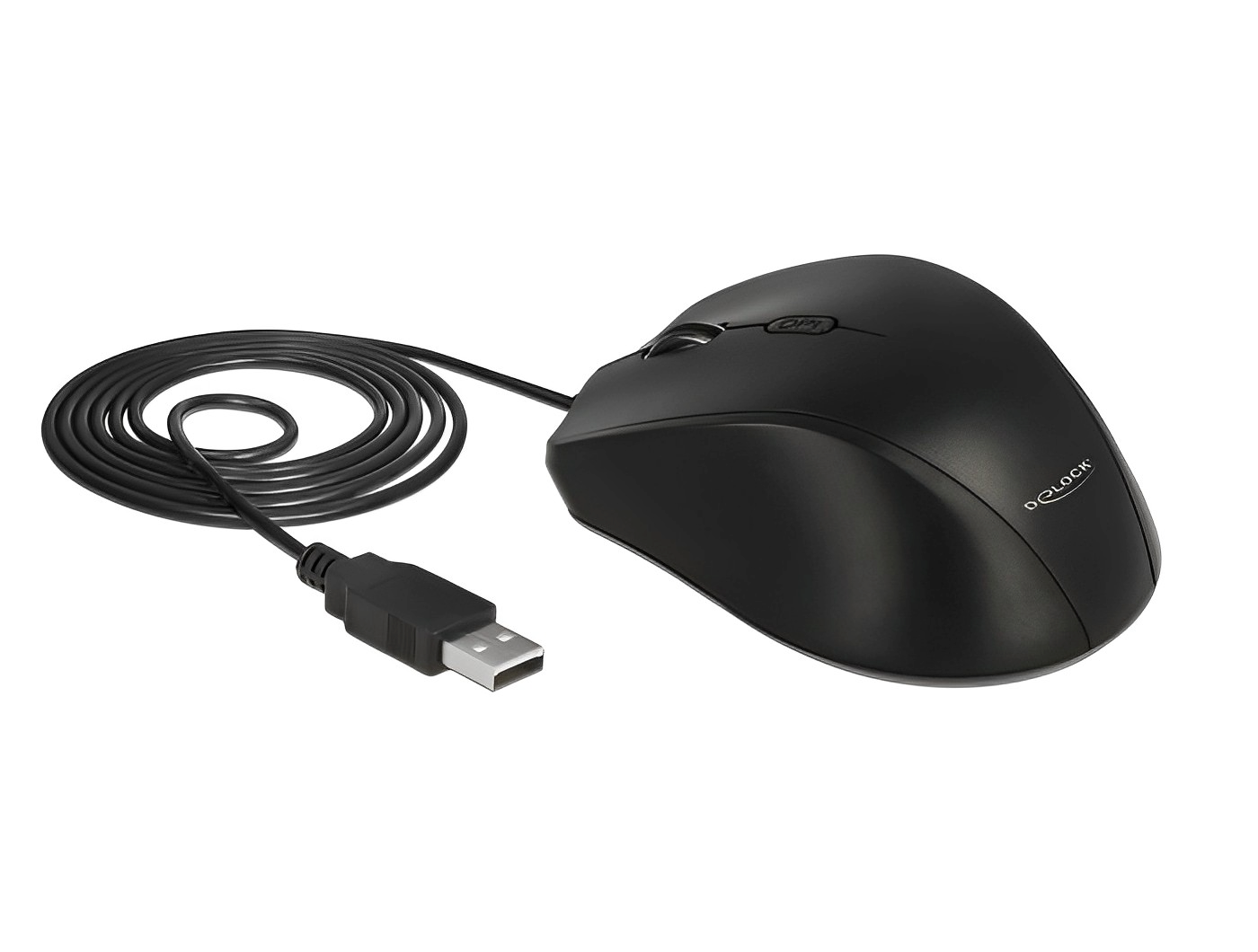 עכבר אופטי ארגונומי USB ליד שמאל עם 5 לחצנים - delock.israel