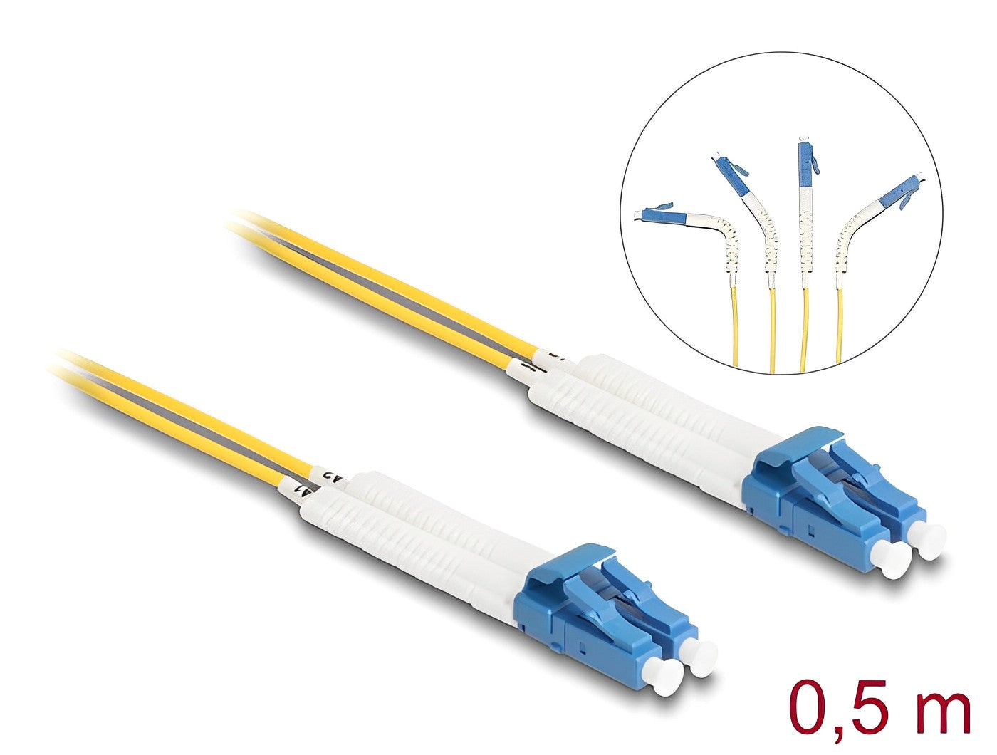 מגשר אופטי סינגל מוד LC Duplex OS2 ז/ז עם מחברים זוויתיים - delock.israel