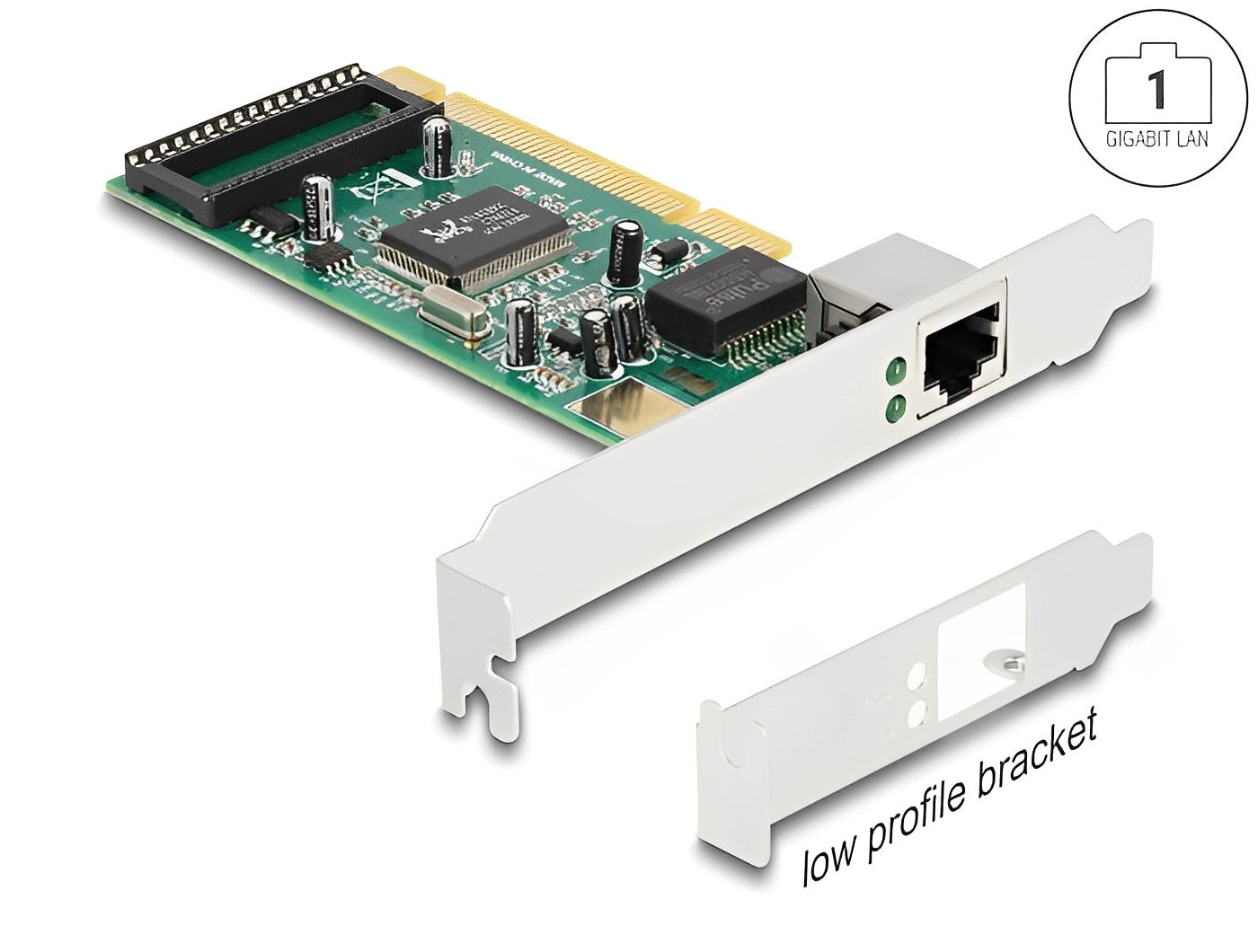 כרטיס רשת קווי PCI Gigabit LAN Low profile עם יציאת RJ45 צ'יפ Realtek - delock.israel
