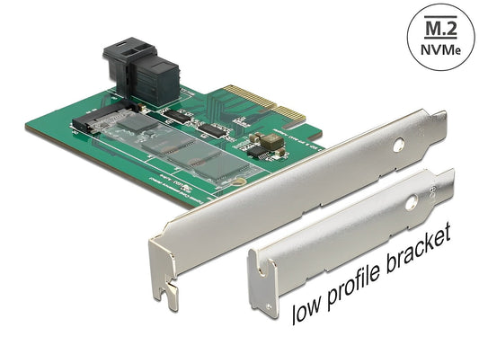 כרטיס PCIe x4 Low profile עבור כונן NVMe M.2 PCIe + יציאת SFF-8643 NVMe - delock.israel