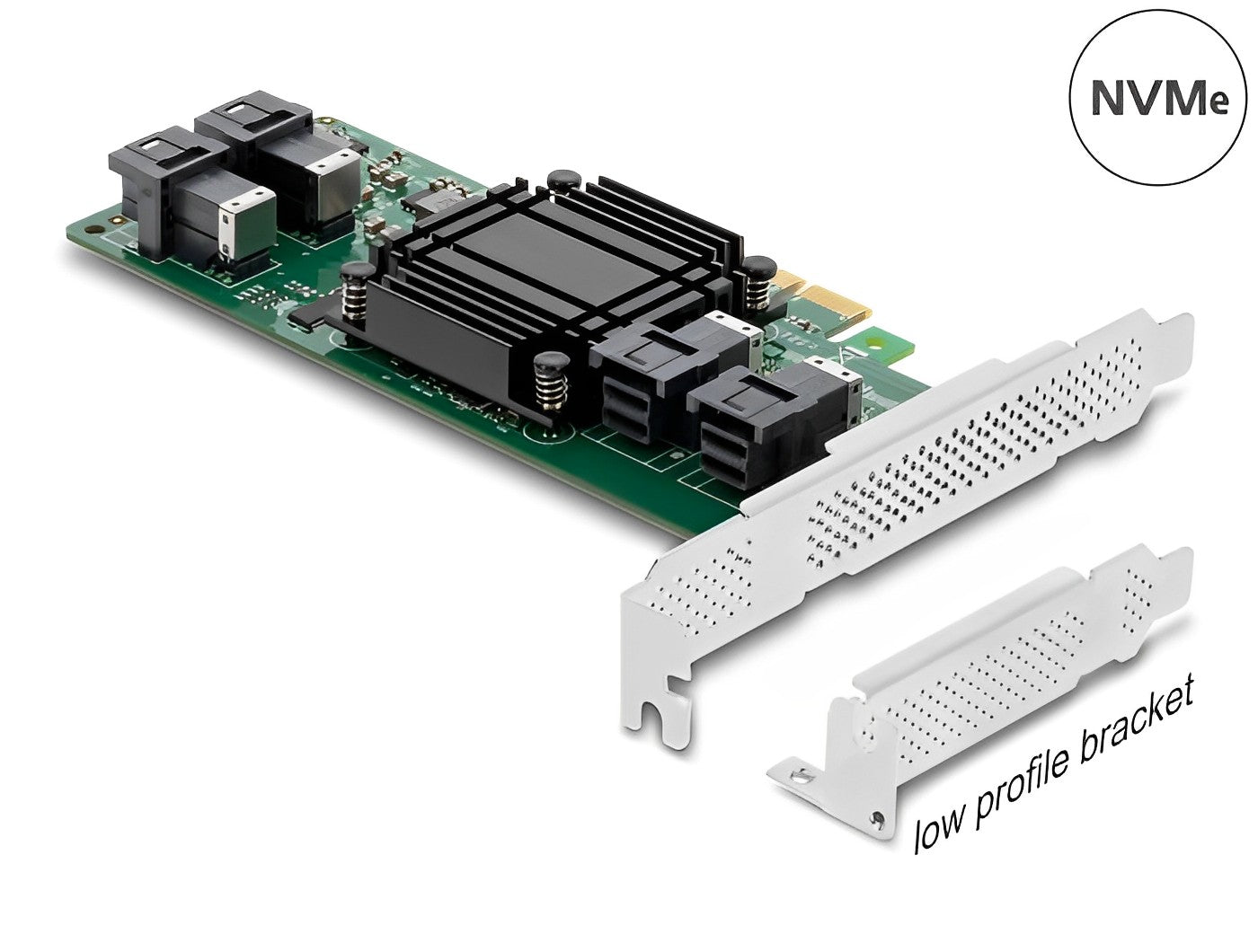 כרטיס PCIe x8 Low profile עם 4 יציאות SFF-8643 NVMe - delock.israel