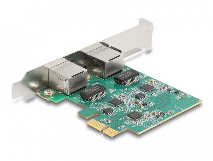 כרטיס רשת קווי PCIe x1 2.5Gigabit Low profile עם 2 יציאות RJ45 צ'יפ Realtek - delock.israel
