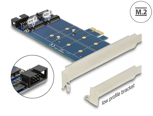 כרטיס PCI-E x1 Low Profile עבור 2 כוננים M.2 NGFF - delock.israel