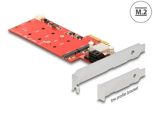 כרטיס PCI-E x4 עבור 2 כוננים M.2 SATA משולב עם שתי יציאות SATA תומך RAID - delock.israel