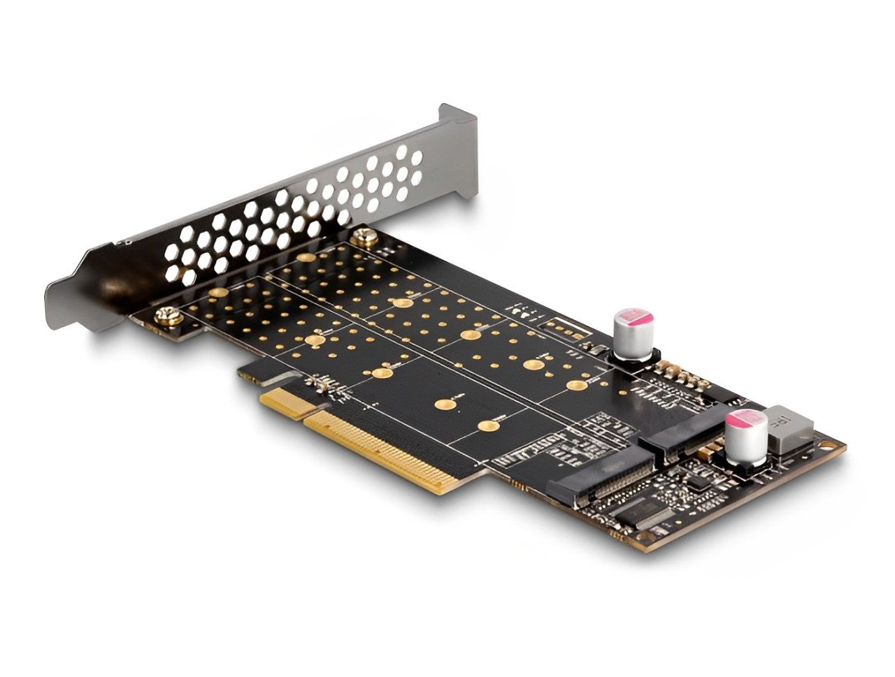 כרטיס PCI-E x8 Bifurcation Low profile עבור 2 כוננים M.2 NVMe - delock.israel