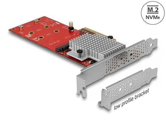 כרטיס גיימינג PCI-E x8 Low profile עם גוף קירור עבור 2 כוננים M.2 NVMe - delock.israel