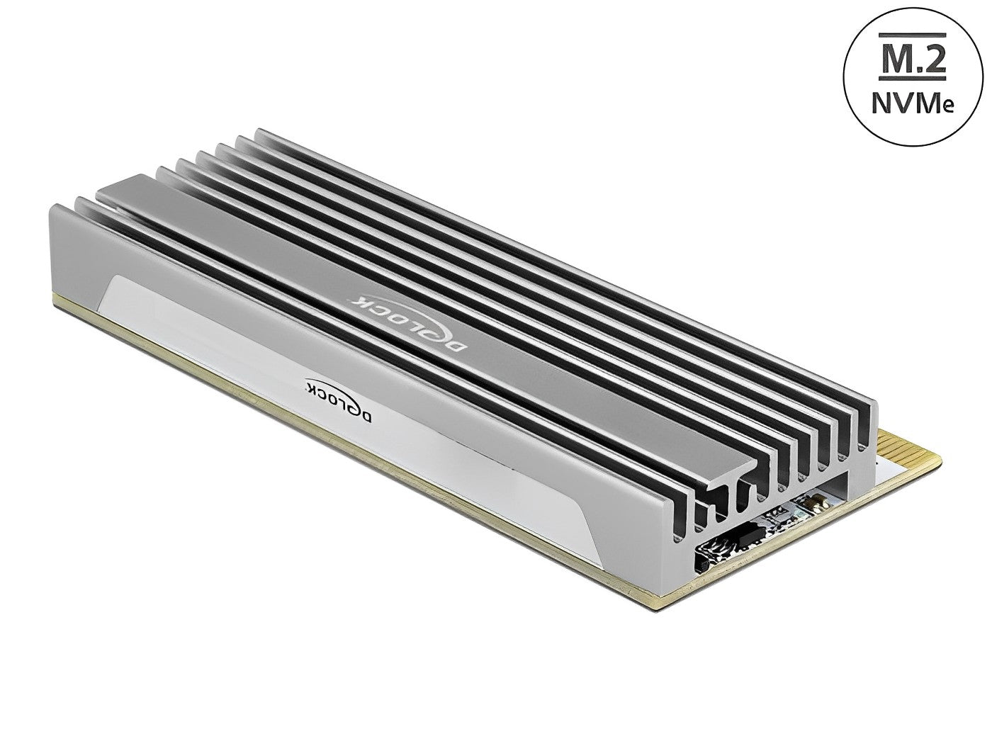 כרטיס ללא לוחית PCI-E x16 LED illumination עם גוף קירור עבור כונן M.2 NVMe - delock.israel