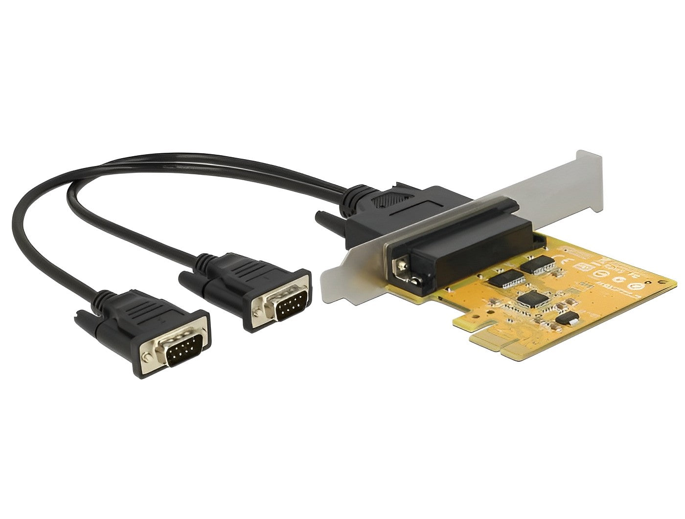 כרטיס PCIe x1 Serial RS-232 High Speed 921K ESD protection Low profile עם 2 יציאות DB9 צ'יפ Sunix - delock.israel
