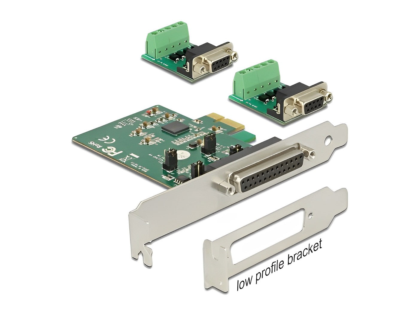 כרטיס PCIe x1 Serial RS-422/485 Low profile עם 2 יציאות DB9 צ'יפ Exar - delock.israel