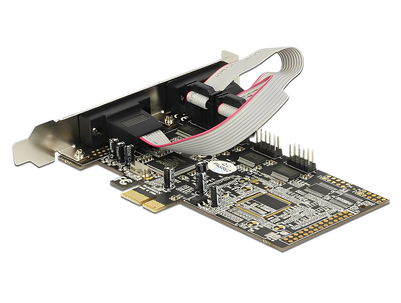 כרטיס PCIe x1 Serial RS-232 Low profile עם 4 יציאות DB9 צ'יפ Moschip MCS9904 - delock.israel