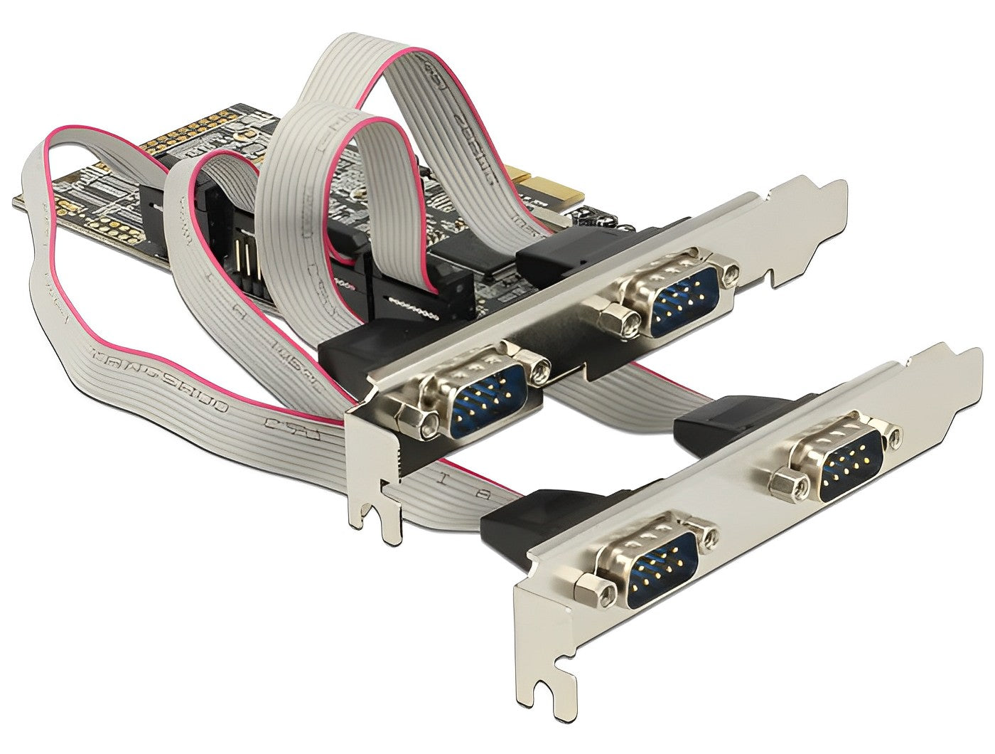 כרטיס PCIe x1 Serial RS-232 Low profile עם 4 יציאות DB9 צ'יפ Moschip MCS9904 - delock.israel