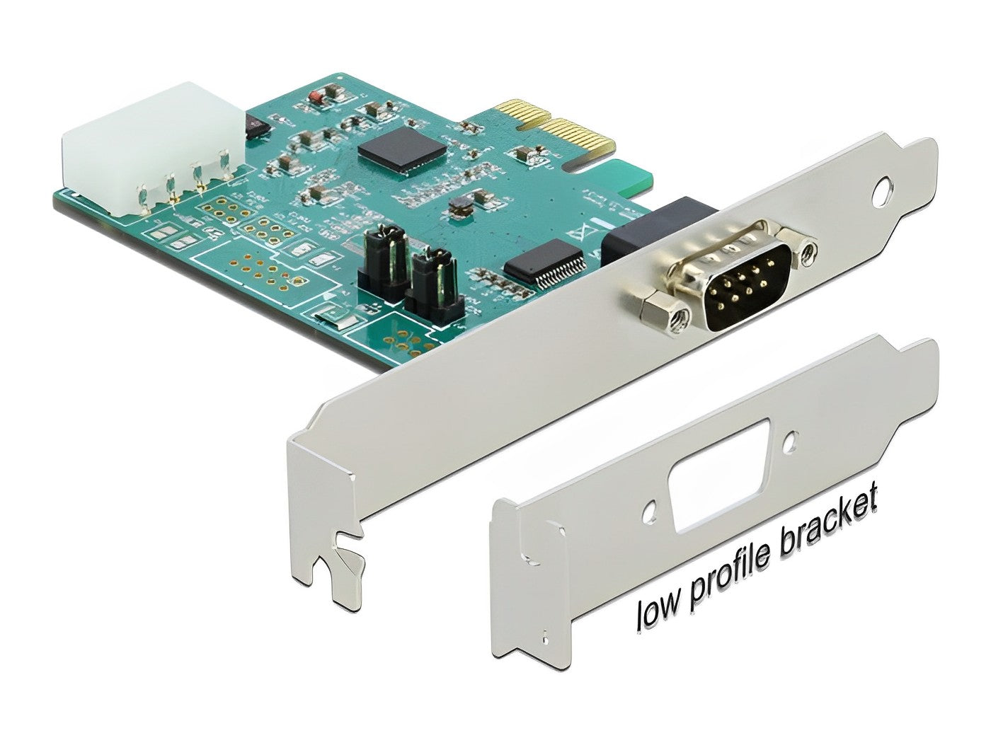 כרטיס PCIe x1 Serial RS-232 High Speed 921K Low profile עם יציאת DB9 Voltage supply צ'יפ Exar - delock.israel