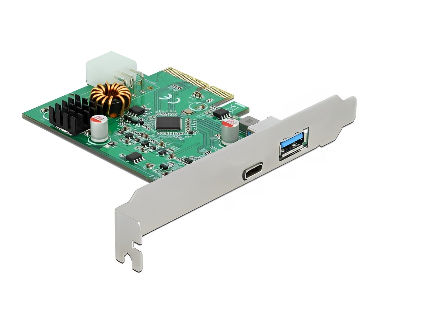 כרטיס PCIe x4 USB 3.2 Gen2 PD 30 Watt 20 V Low profile עם 2 יציאות USB צ'יפ Asmedia - delock.israel