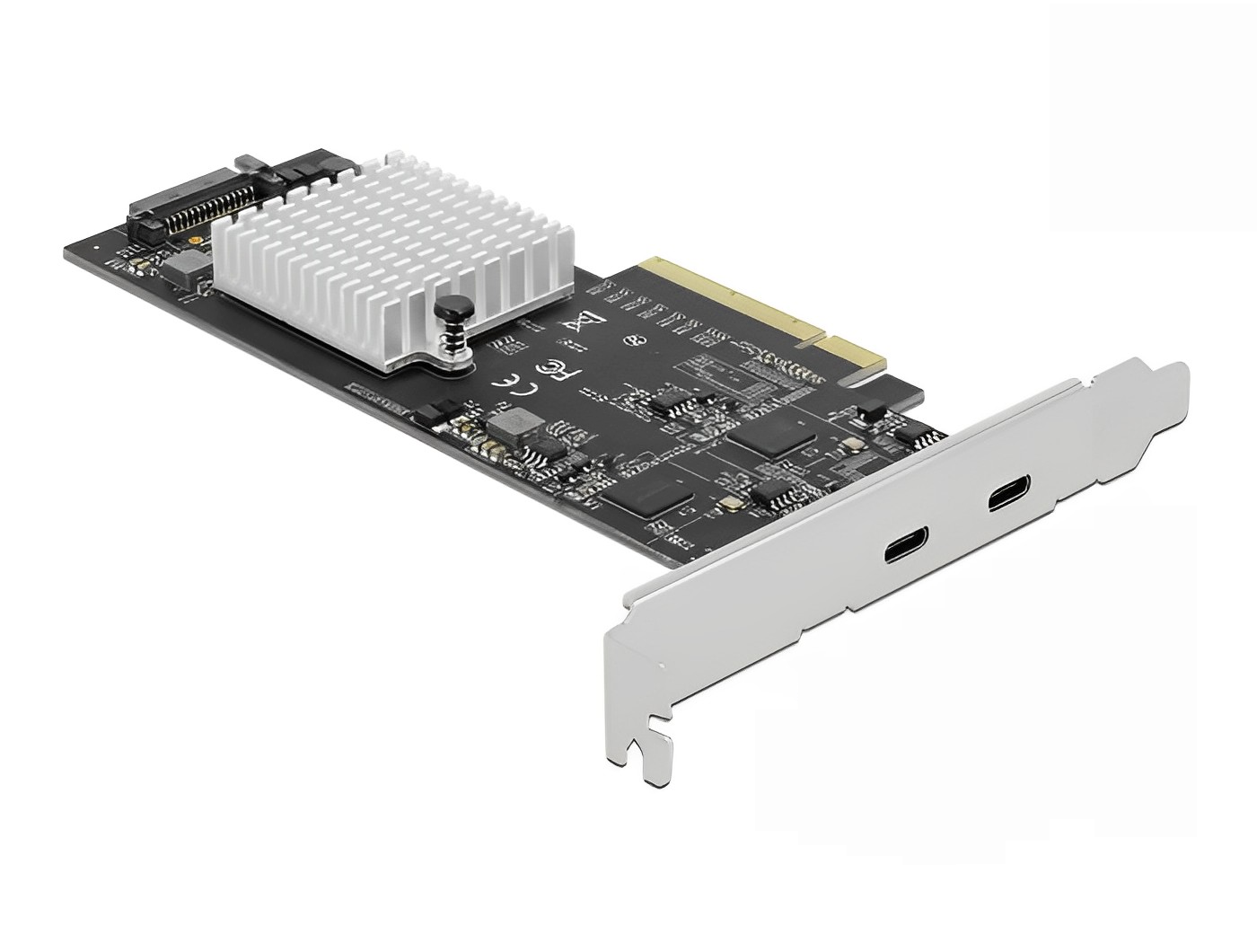 כרטיס PCIe x8 USB 3.2 Gen 2x2 20Gbps Low Profile עם 2 יציאות USB-C צ'יפ Asmedia - delock.israel