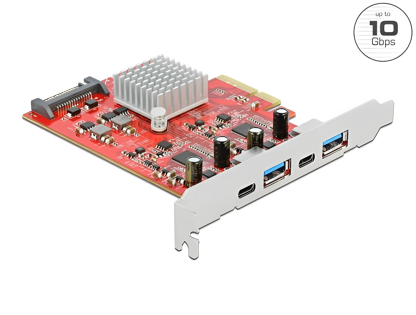 כרטיס PCIe x4 USB 3.2 Gen 2 10Gbps Dual Channel עם 4 יציאות USB צ'יפים Asmedia - delock.israel
