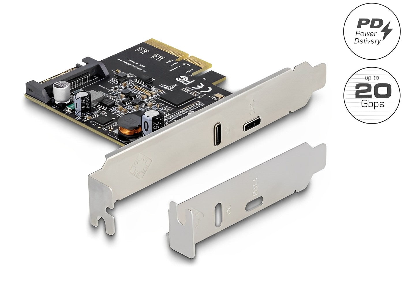 כרטיס PCIe x4 USB 3.2 Gen 2x2 20Gbps PD 20Watt Low Profile עם יציאת USB-C צ'יפ Asmedia - delock.israel