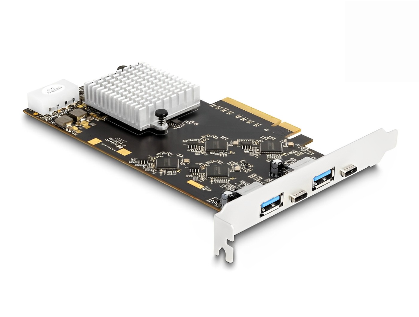 כרטיס PCIe x8 USB 3.2 Gen 2x2 20Gbps Dual Profile עם 4 יציאות USB צ'יפ Asmedia - delock.israel