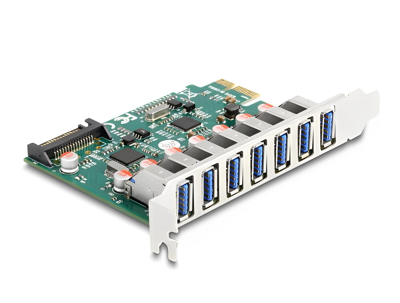 כרטיס PCIe x1 USB 5Gbps עם 7 יציאות USB-A צ'יפ VIA - delock.israel
