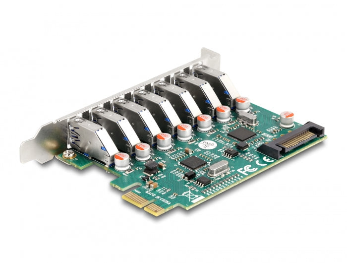 כרטיס PCIe x1 USB 5Gbps עם 7 יציאות USB-A צ'יפ VIA - delock.israel