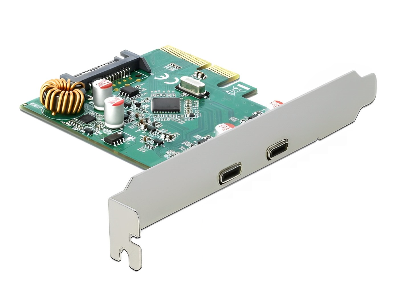 כרטיס PCIe x4 USB 3.1 Gen 2 10Gbps Low Profile עם 2 יציאות USB-C צ'יפ Asmedia - delock.israel