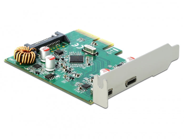 כרטיס PCIe x4 USB 3.1 Gen 2 10Gbps Low Profile עם 2 יציאות USB-C צ'יפ Asmedia - delock.israel