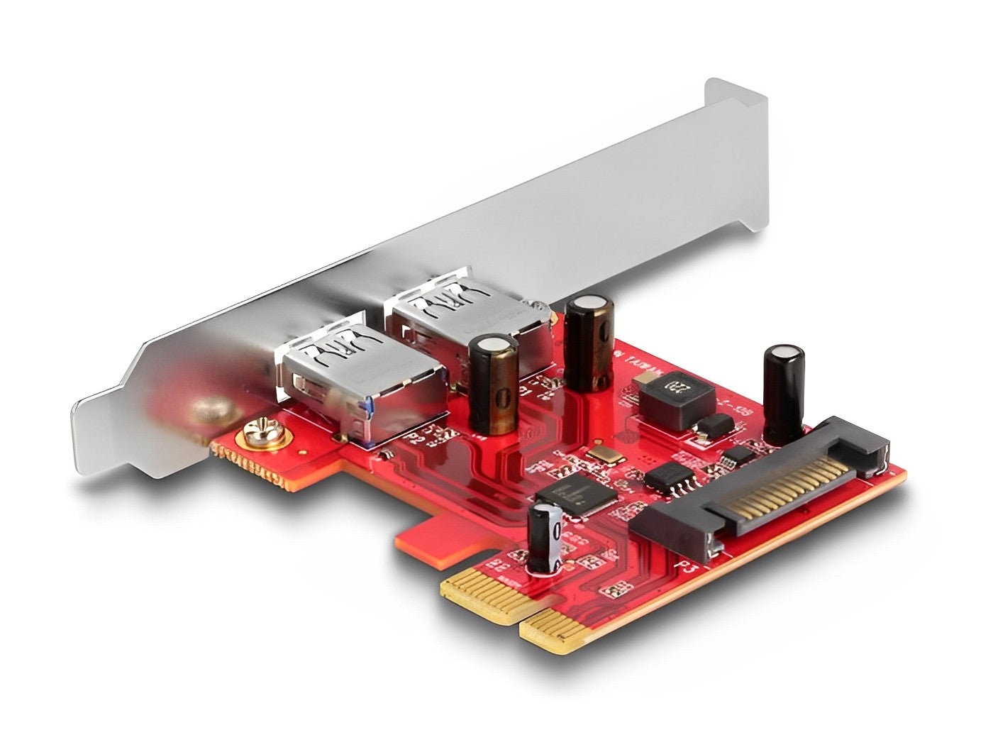 כרטיס PCIe x1 USB 5Gbps Low profile עם 2 יציאות USB-A צ'יפ Renesas - delock.israel