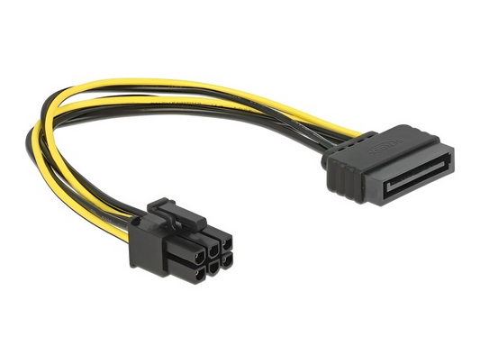 כבל חשמל PCI Express תקע 6 פינים לתקע SATA 15 pin - delock.israel