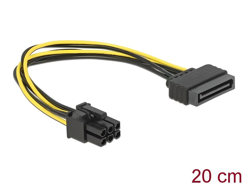 כבל חשמל PCI Express תקע 6 פינים לתקע SATA 15 pin - delock.israel