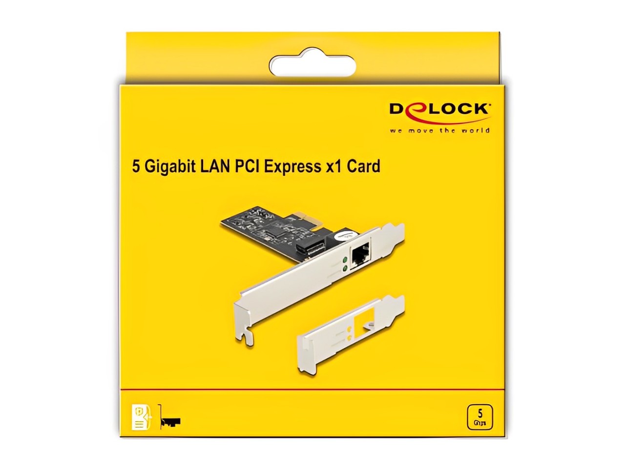 כרטיס רשת קווי PCIe x1 5Gigabit LAN Low profile עם יציאת RJ45 צ'יפ Realtek - delock.israel
