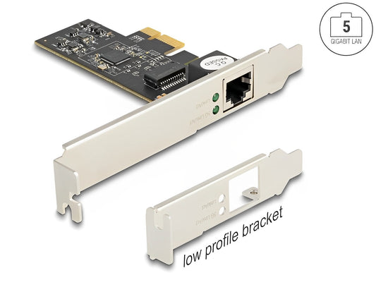 כרטיס רשת קווי PCIe x1 5Gigabit LAN Low profile עם יציאת RJ45 צ'יפ Realtek - delock.israel