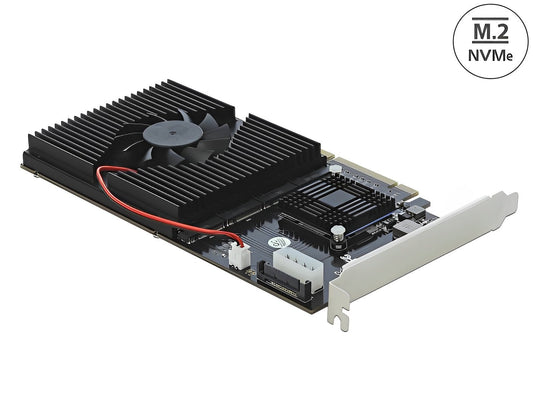 כרטיס גיימינג PCI-E x 8 /x16 עם מאוורר קירור עבור 4 כוננים M.2 NVMe - delock.israel