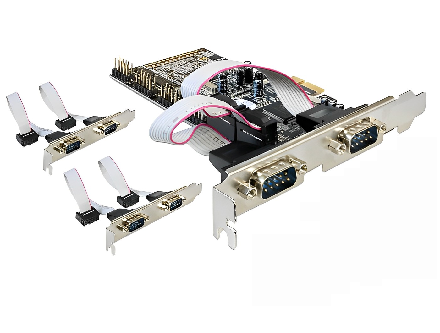 כרטיס PCIe x1 Serial RS-232 Low profile עם 6 יציאות DB9 צ'יפ Moschip - delock.israel