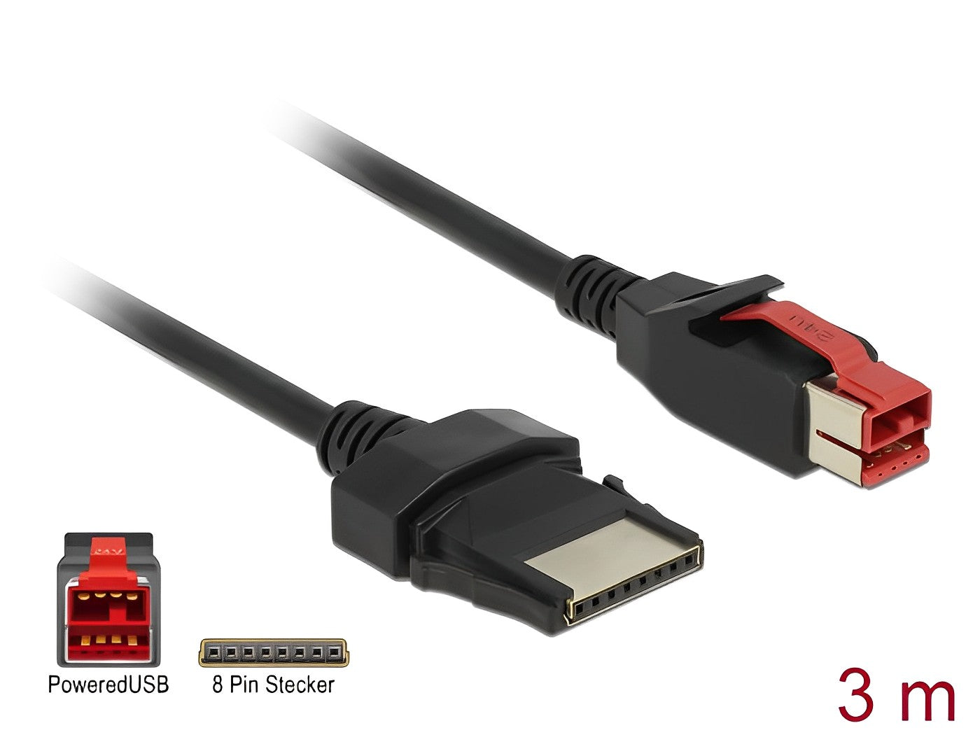 כבל USB עבור מדפסות קופה ומסופים תקע PoweredUSB 24V לתקע 8 פין - delock.israel