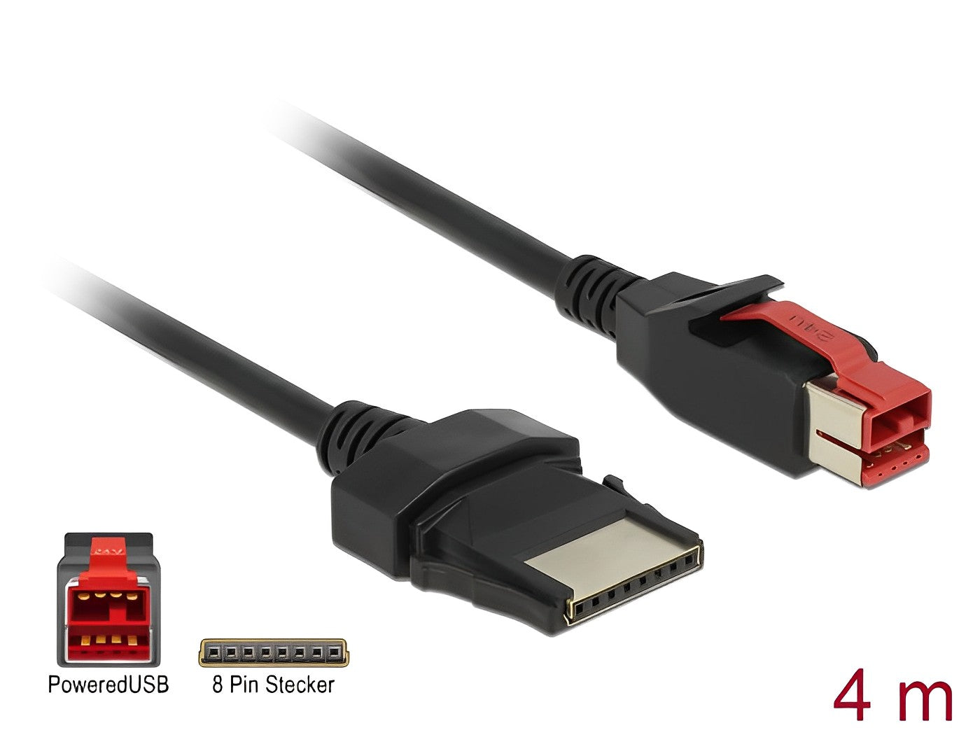 כבל USB עבור מדפסות קופה ומסופים תקע PoweredUSB 24V לתקע 8 פין - delock.israel