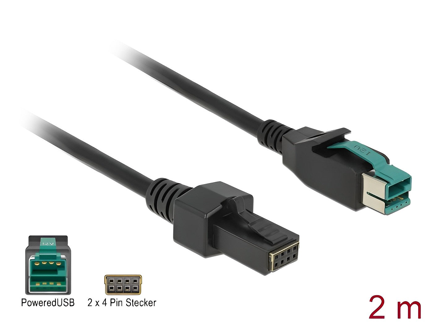 כבל USB עבור מדפסות קופה ומסופים תקע PoweredUSB 12V לתקע 2x4 פין - delock.israel