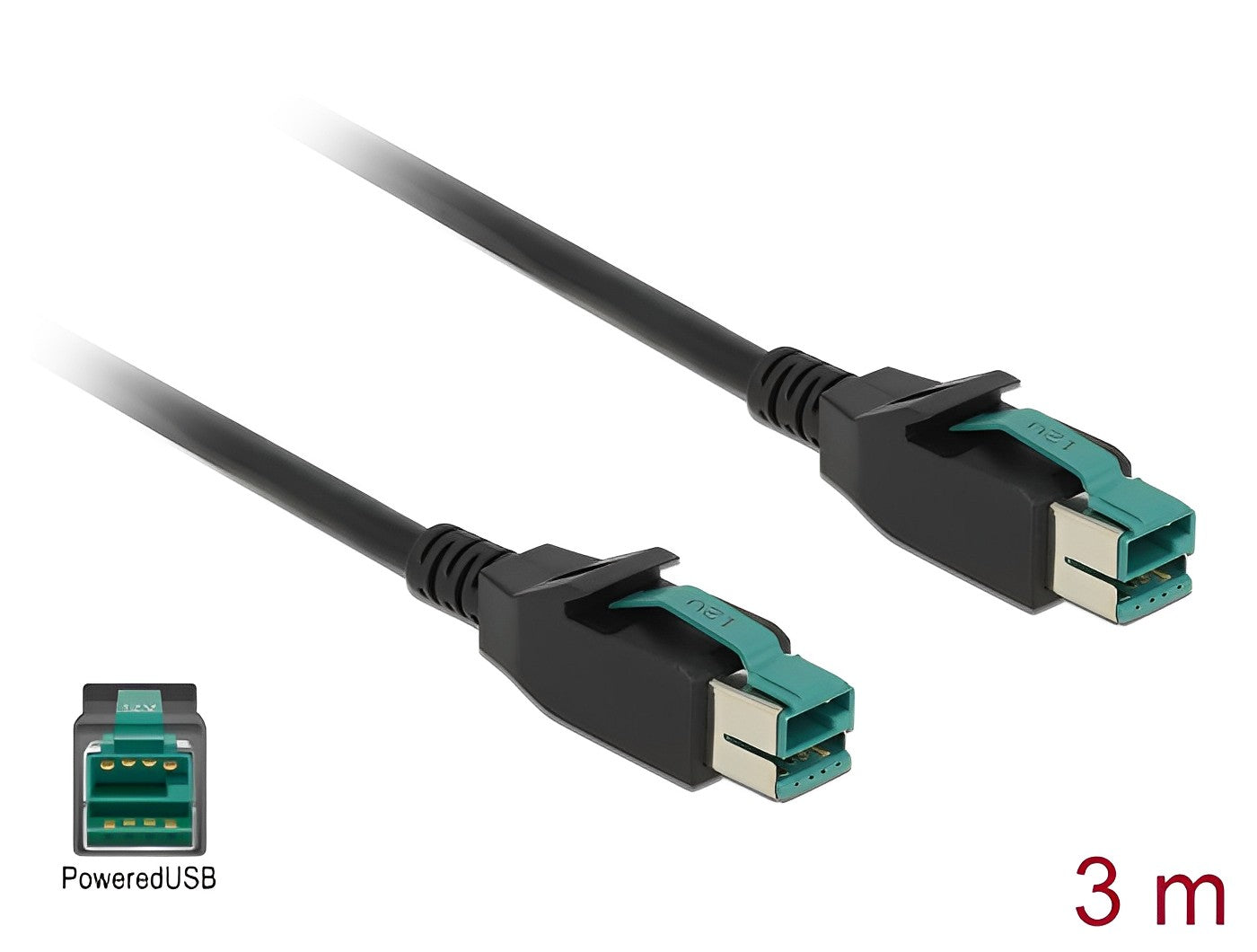 כבל PoweredUSB 12V ז/ז עבור מדפסות קופה ומסופים - delock.israel