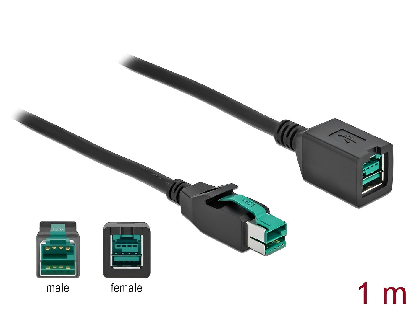 כבל מאריך PoweredUSB 12V ז/נ עבור מדפסות קופה ומסופים - delock.israel