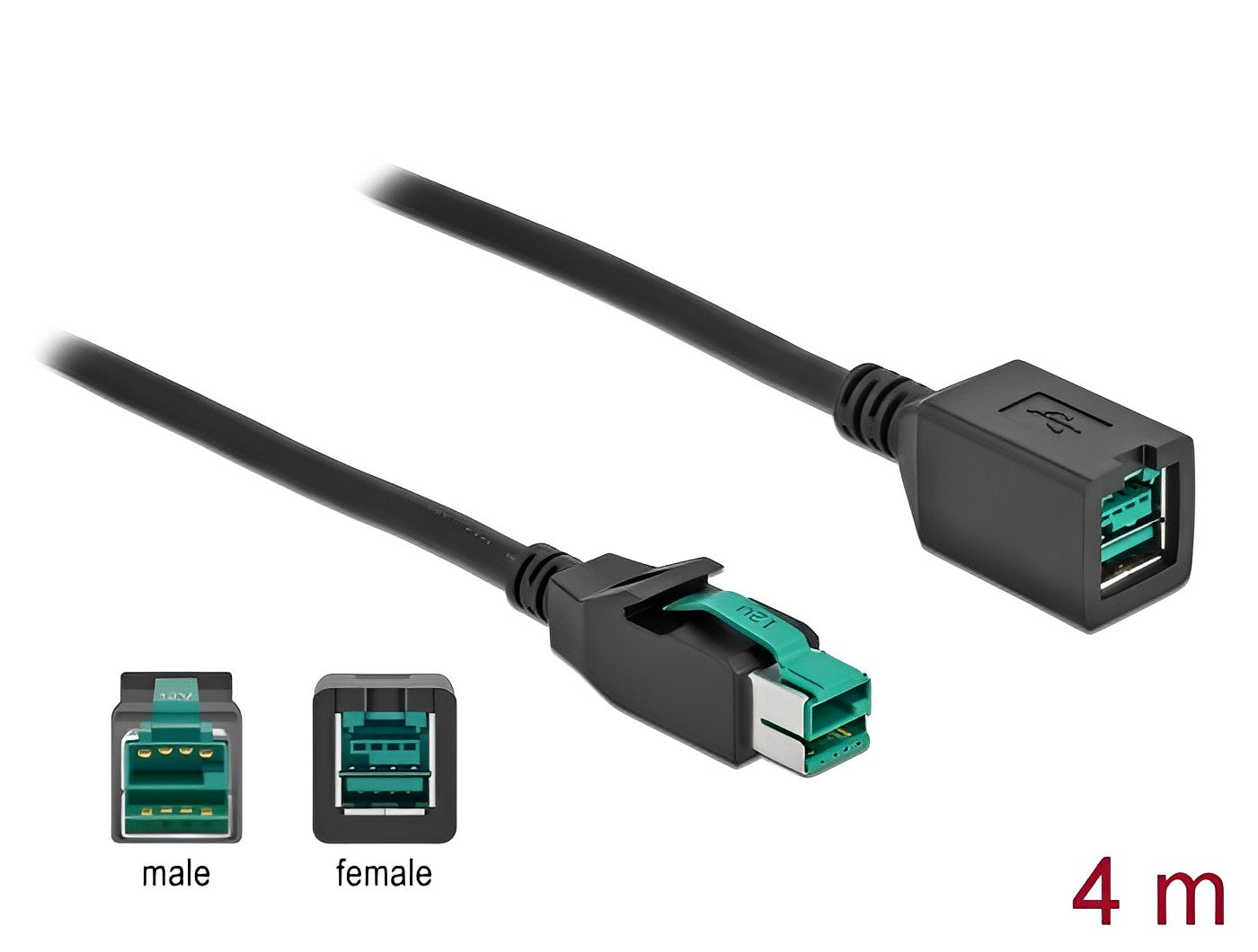 כבל מאריך PoweredUSB 12V ז/נ עבור מדפסות קופה ומסופים - delock.israel