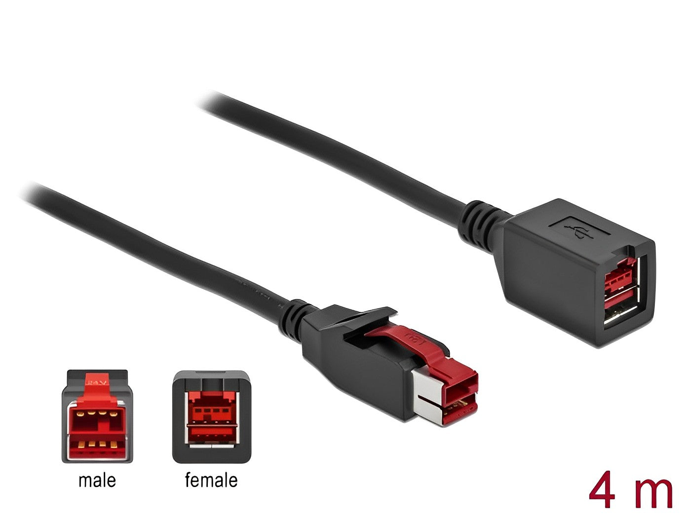 כבל מאריך PoweredUSB 24V ז/נ עבור מדפסות קופה ומסופים - delock.israel