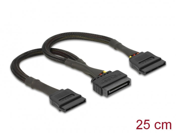 כבל מפצל חשמל תקע SATA 15 pin ל- 2 SATA x נקבה - delock.israel