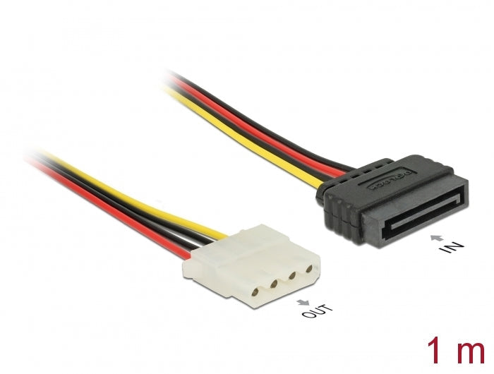 כבל חשמל תקע SATA 15 pin לשקע מולקס 4 פין - delock.israel